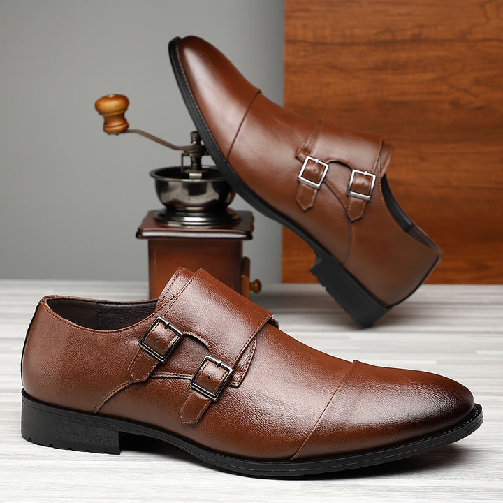Herren Elegante Lederschuhe mit Doppel-Mönchriemen – Feine Formelle Schnallen