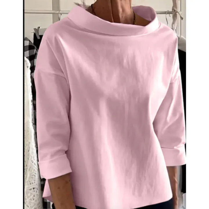Women's Mid-Height Turtleneck Cotton Sweater – Long Sleeves