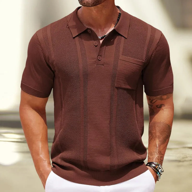 Polo Uomo in Maglia Fine – Bordini a Costine e Pannelli Testurizzati