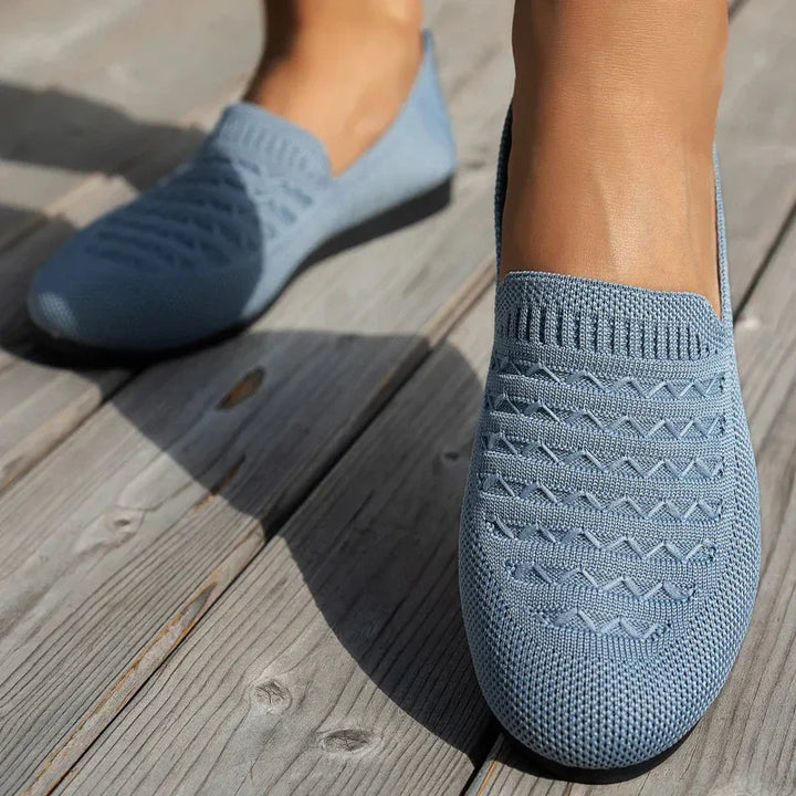 Damen Orthopädische Mokassins aus Mesh – Einfaches Hineinschlüpfen Rundspitze Flach
