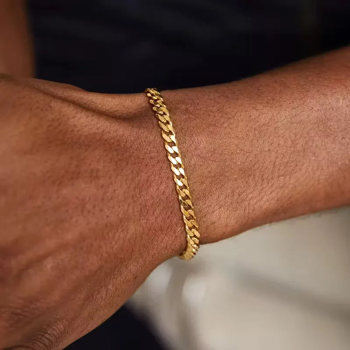 Bracciale Uomo Catena Cubana &amp; Corda – Set Sovrapposto in Metallo Lucido