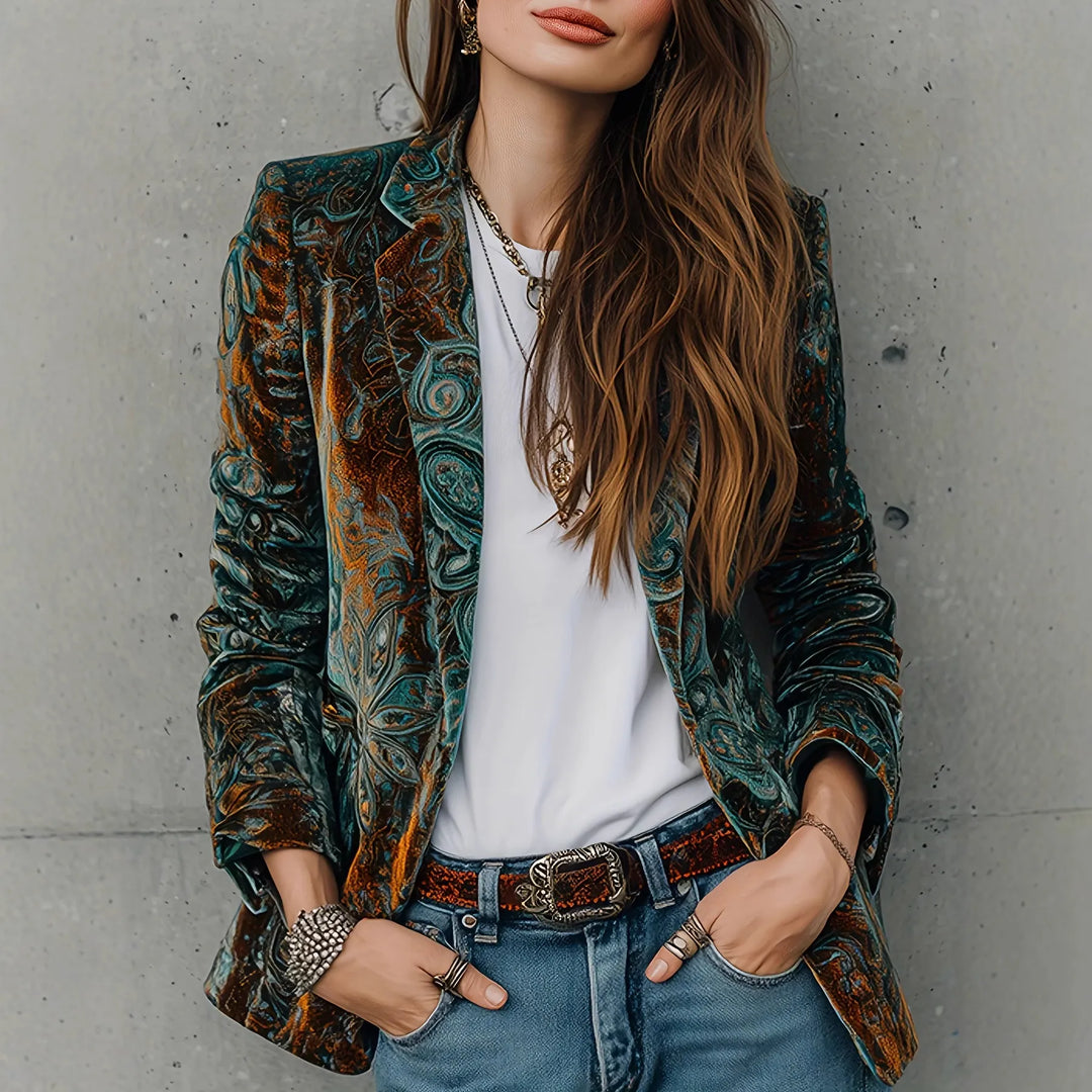 Damenblazer mit Blumenmuster – Lässige Anzugjacke