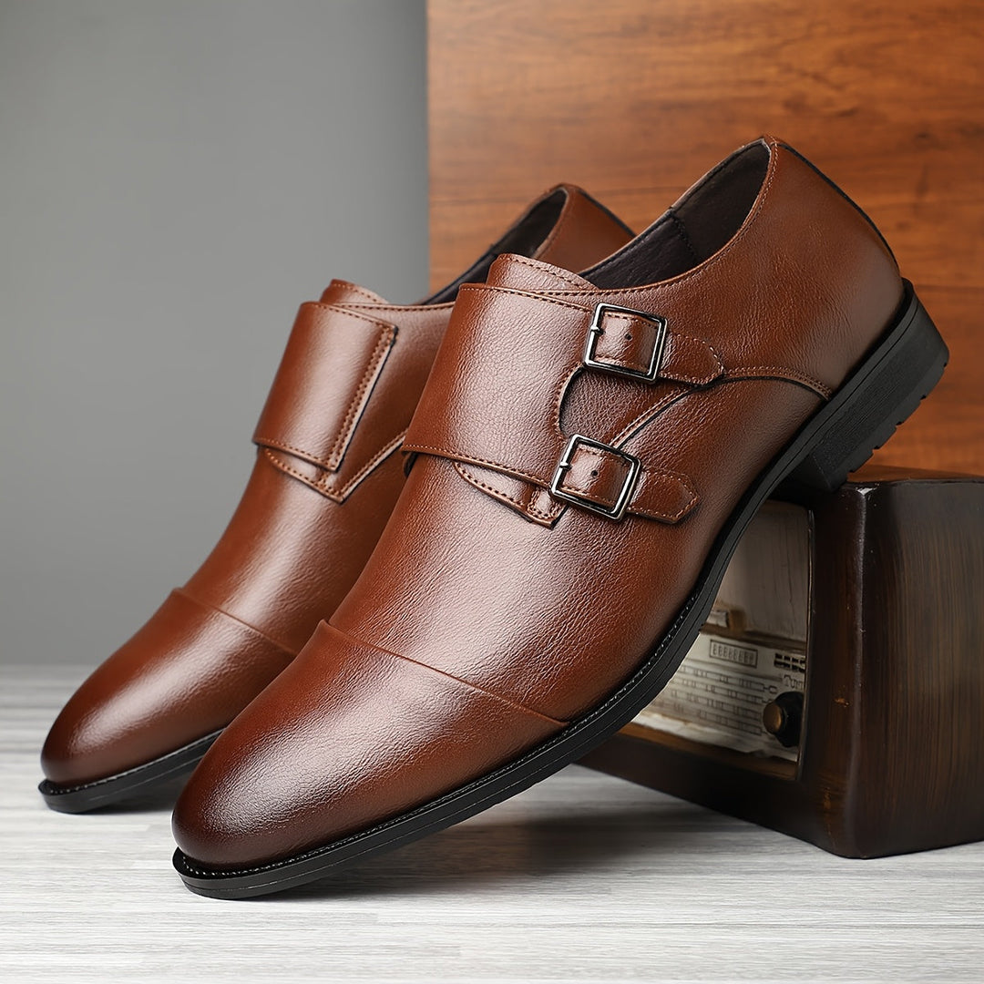 Herren Elegante Lederschuhe mit Doppel-Mönchriemen – Feine Formelle Schnallen