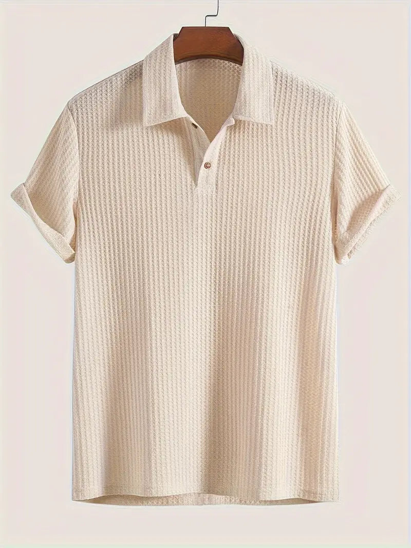 Polo da uomo in maglia strutturata – Collo classico, vestibilità comoda