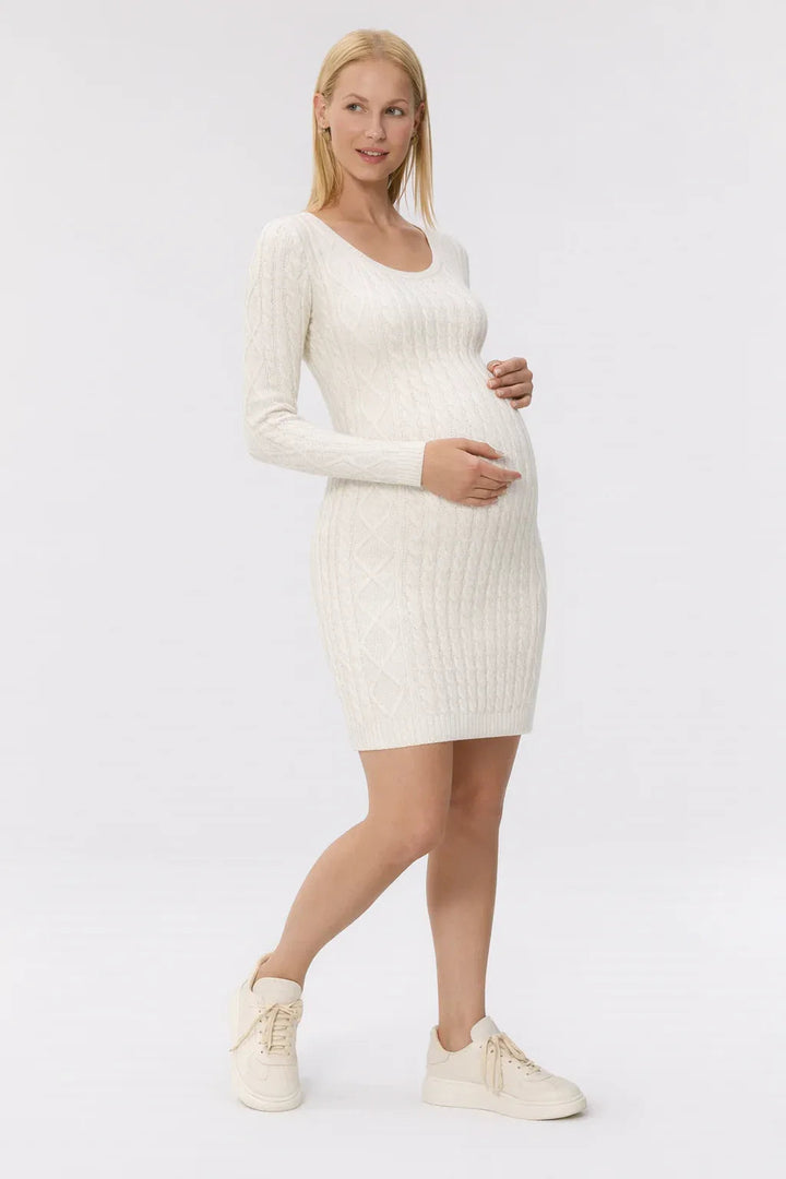 Women's Cable Knit Pullover Dress – Short Fitted Backless