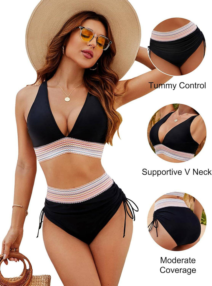 Damen Bikini mit hoher Taille – Figurformender Schnitt