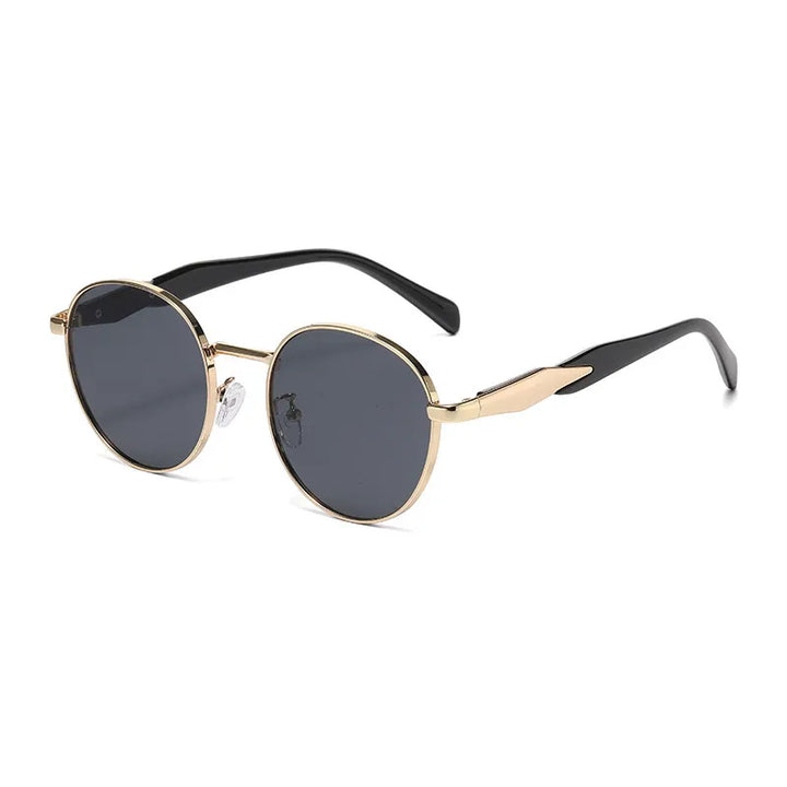 Runde Damen-Sonnenbrille – Metallgestell UV-Schutz