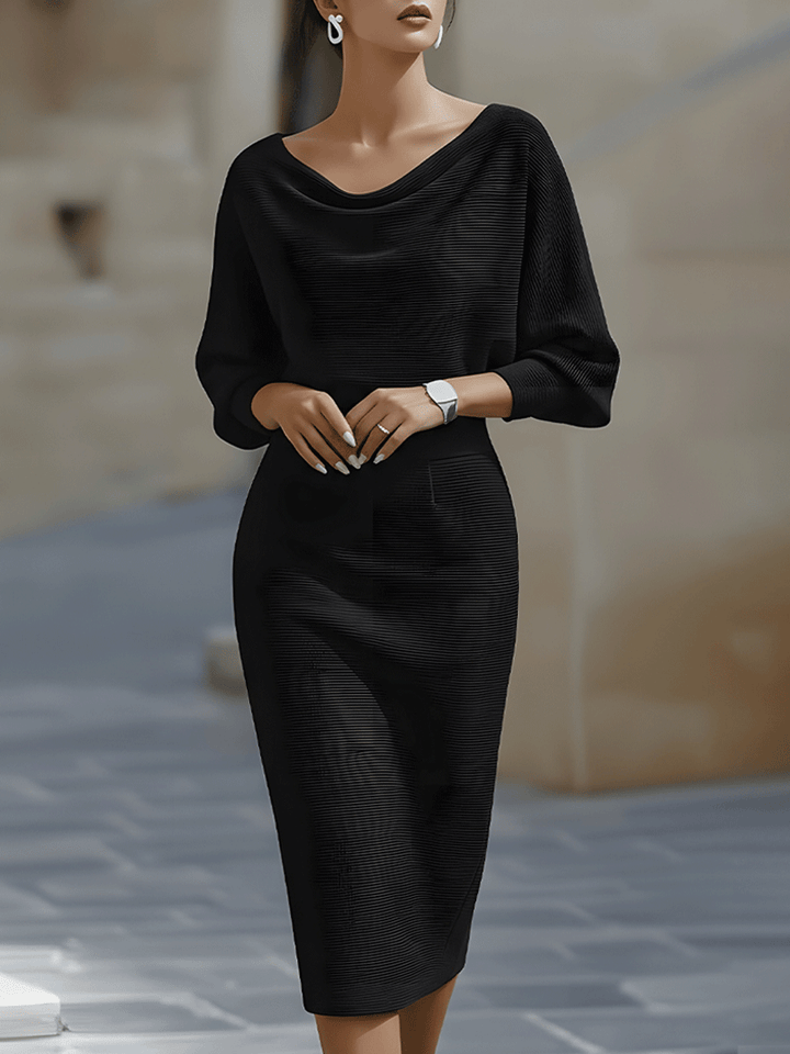 Midi-Strickkleid für Damen – Fledermausärmel, figurbetonter Schnitt