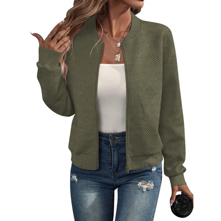 Blazer Femme Décontracté Col Baseball – Coupe Légère Relax