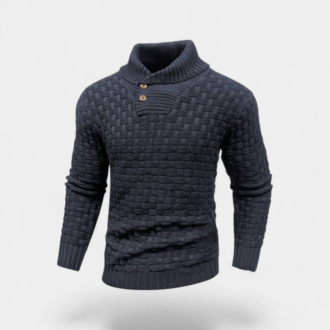 Herren Rollkragenpullover aus Baumwolle – Slim Fit mit Knopfdetail