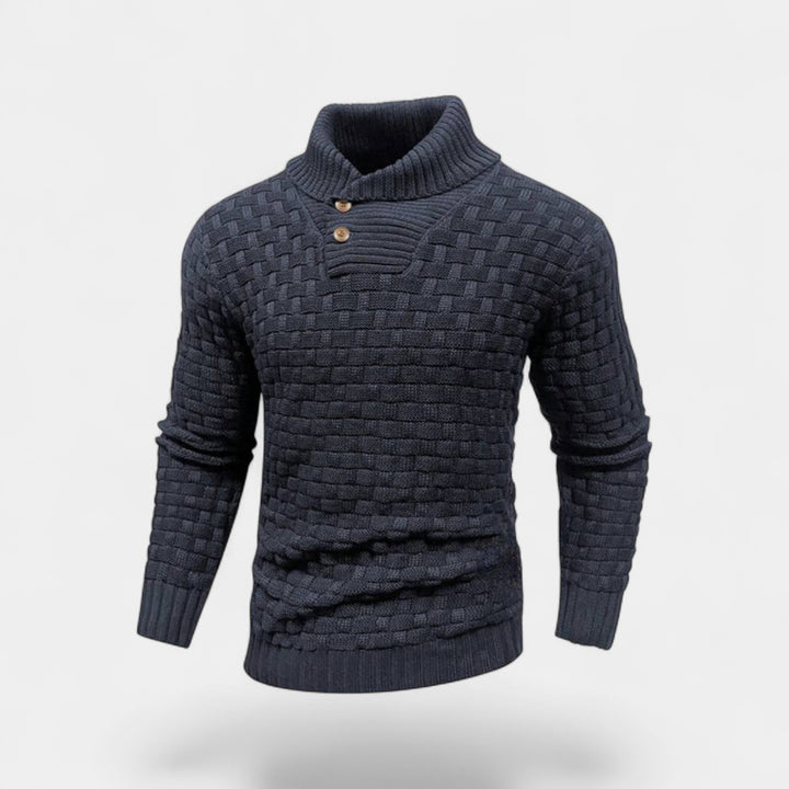 Herren Rollkragenpullover aus Baumwolle – Slim Fit mit Knopfdetail