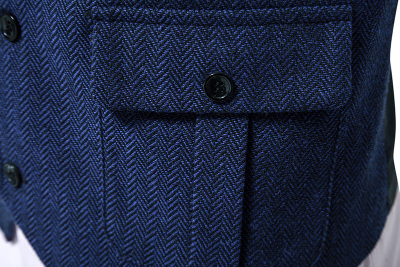 Herren Baumwollweste mit Chevron-Muster – Figurbetonter Schnitt Einfache Knopfleiste