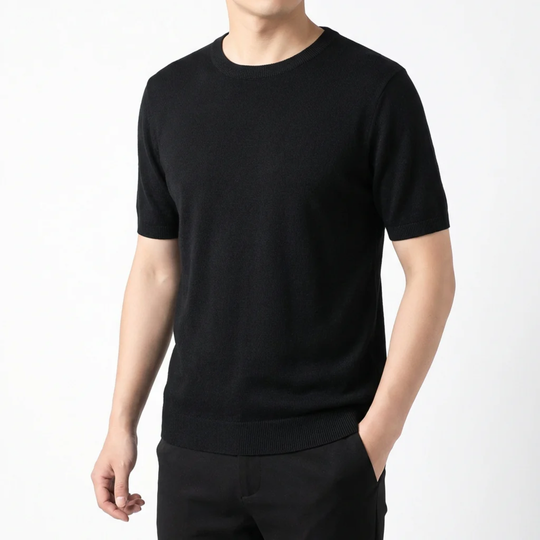 Herren T-Shirt aus Strick – Leicht und Bequem mit Geradem Schnitt