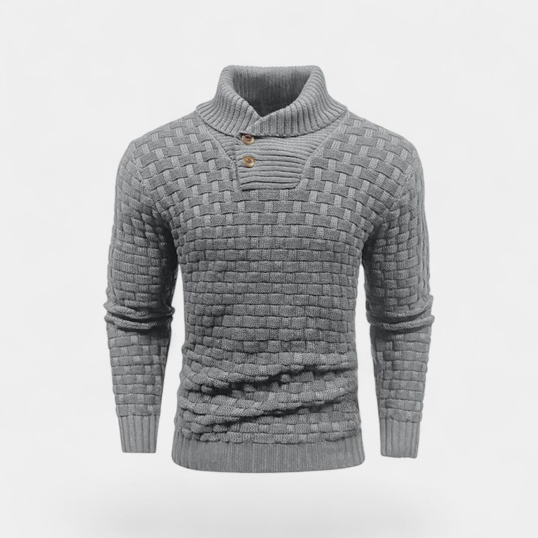 Herren Rollkragenpullover aus Baumwolle – Slim Fit mit Knopfdetail