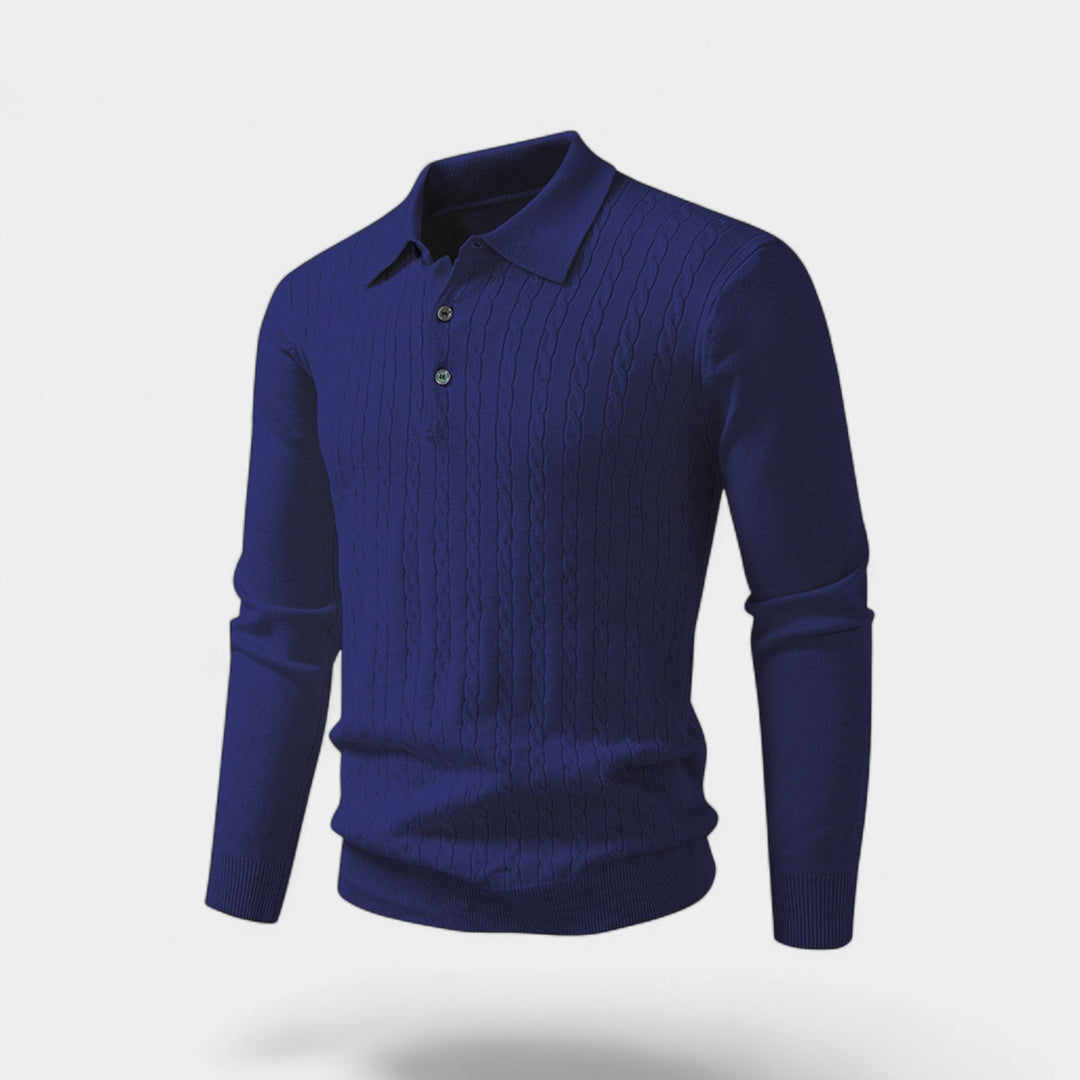 Polo uomo in maglia cotone – Eleganza a trecce