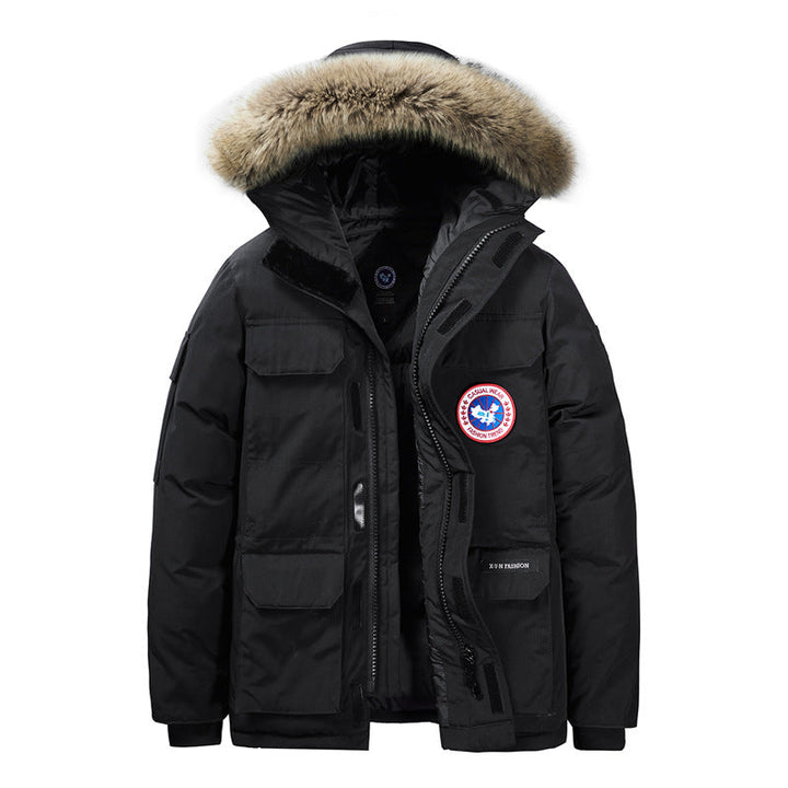 Parka Homme à Capuche Amovible – Col en Fourrure et Doublure Douce