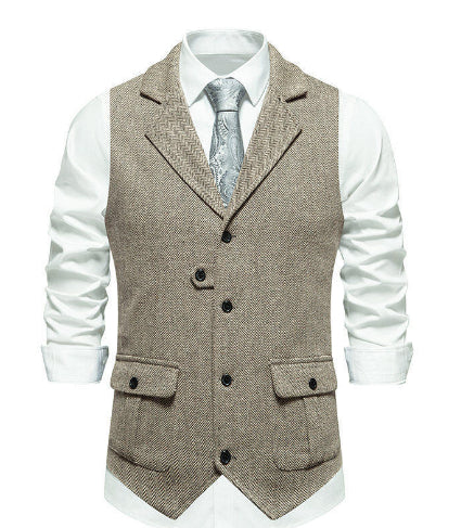 Herren Baumwollweste mit Chevron-Muster – Figurbetonter Schnitt Einfache Knopfleiste