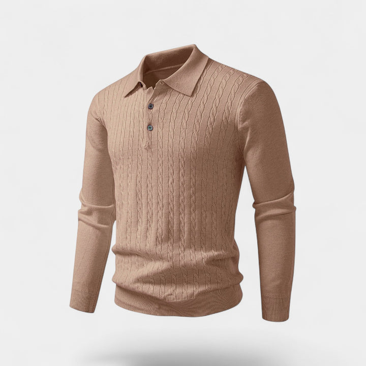 Polo uomo in maglia cotone – Eleganza a trecce