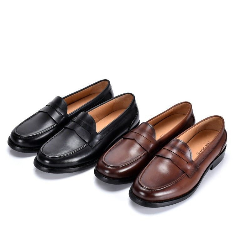 Herren-Ledermokassins – Glatte Schaft, Penny-Riemen &amp; Moc-Toe-Naht