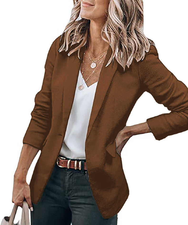 Damen Blazer Strukturiert Enganliegender Schnitt – Einfacher Knopfverschluss Lange Ärmel