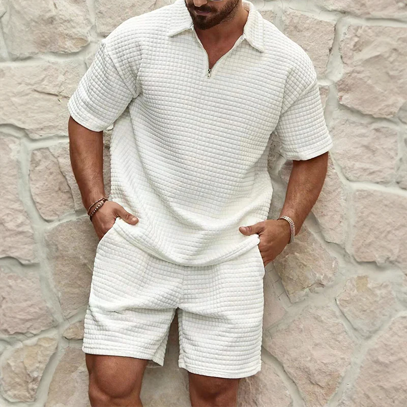 Men's Coordinated Textured Set – Short Sleeves Relaxed Fit