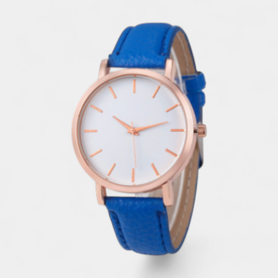 Claire Mode | Damen minimalistische Quarzuhr mit Lederarmband