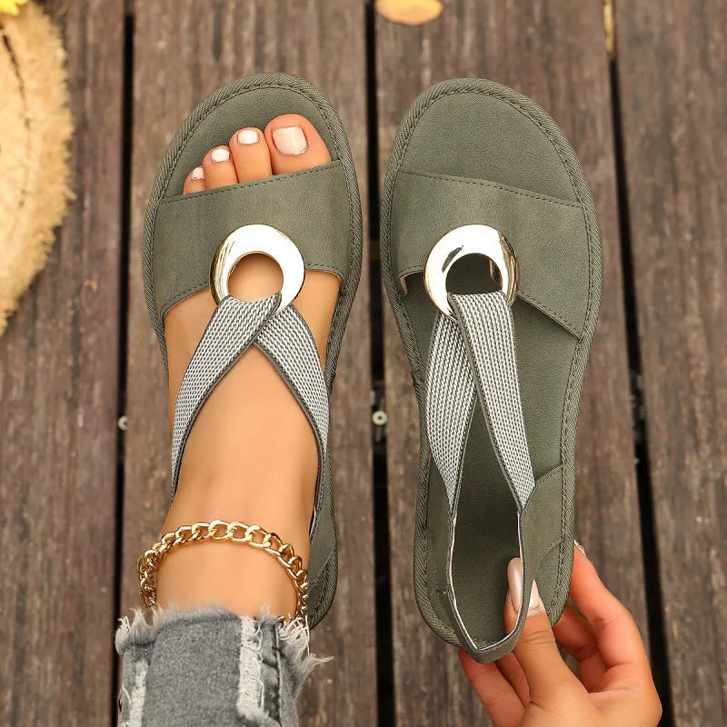Damen-Keilsandalen mit Jutesohle – Übergrößen mit elastischem Riemen