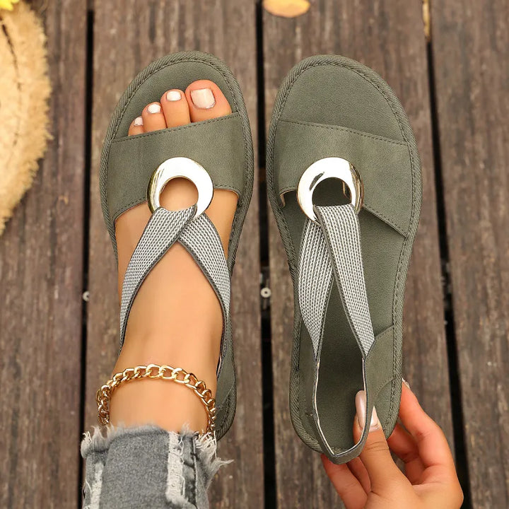 Damen-Keilsandalen mit Jutesohle – Übergrößen mit elastischem Riemen