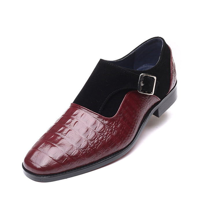 Herren Elegante Lederschuhe mit Mönchriemen – Quadratische Spitze, Krokogeprägtes Leder