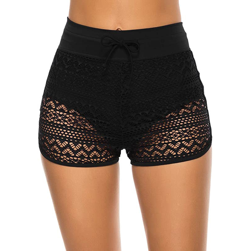 Short Femme Taille Haute en Dentelle Crochet – Cordon de Serrage