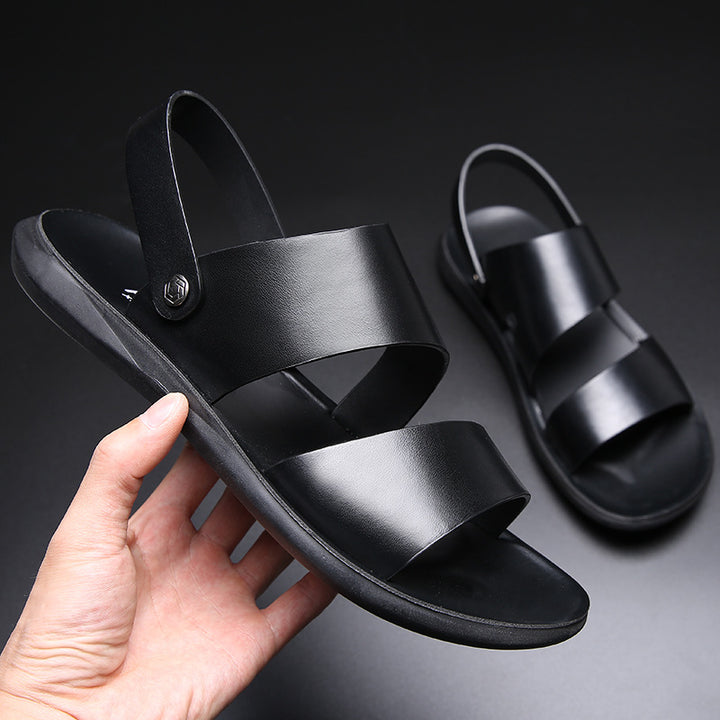 Men's Genuine Leather Sandals – Thick Comfortable Sole Beach