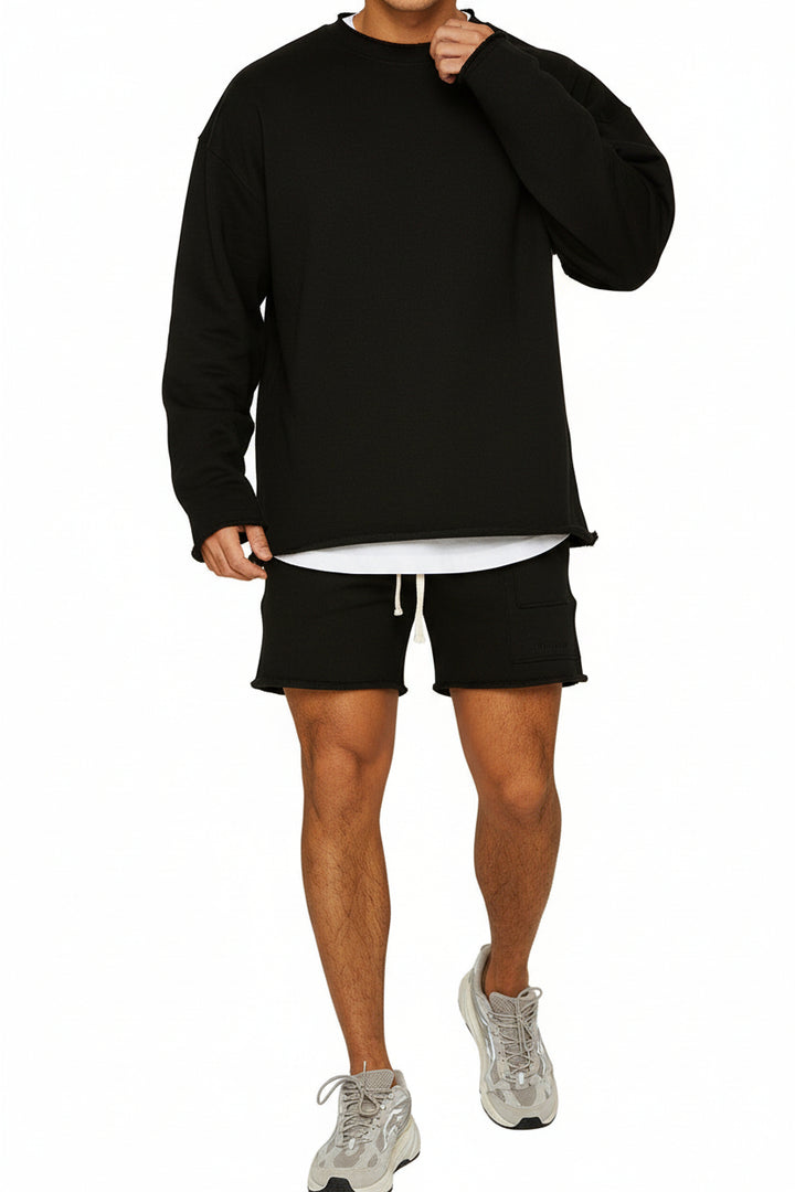 Sæt med sweatshirt og shorts i bomuld til mænd – Afslappet pasform