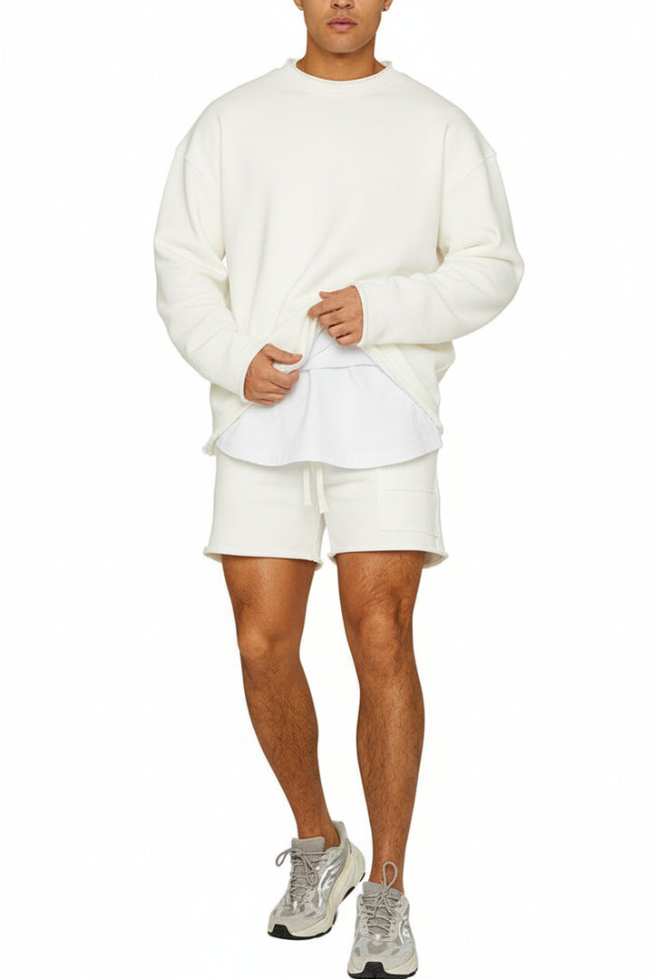 Sæt med sweatshirt og shorts i bomuld til mænd – Afslappet pasform