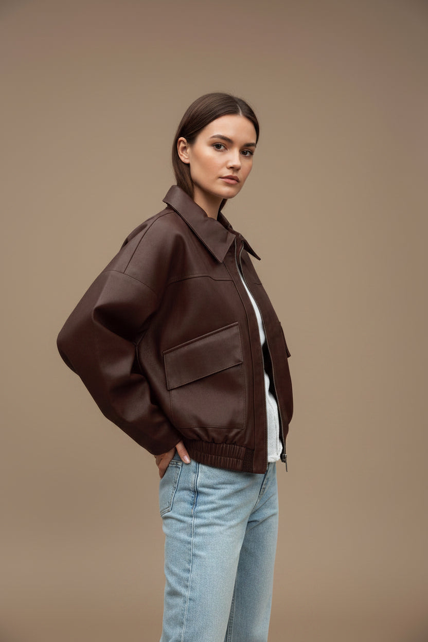 Veste Oversize Femme – Design Relax en Similicuir