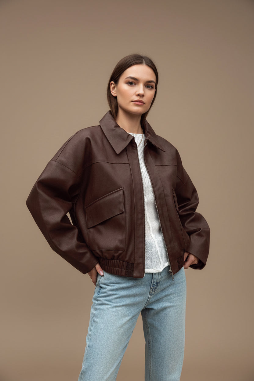Veste Oversize Femme – Design Relax en Similicuir