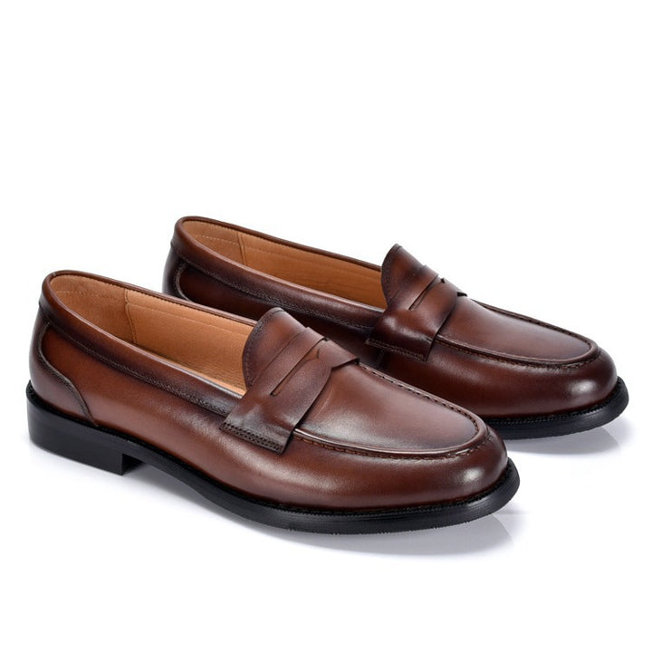 Herren-Ledermokassins – Glatte Schaft, Penny-Riemen &amp; Moc-Toe-Naht