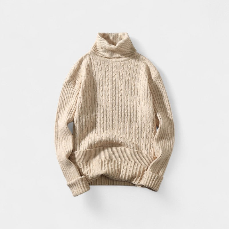 Herren Rollkragenpullover – elegante Zopfmuster