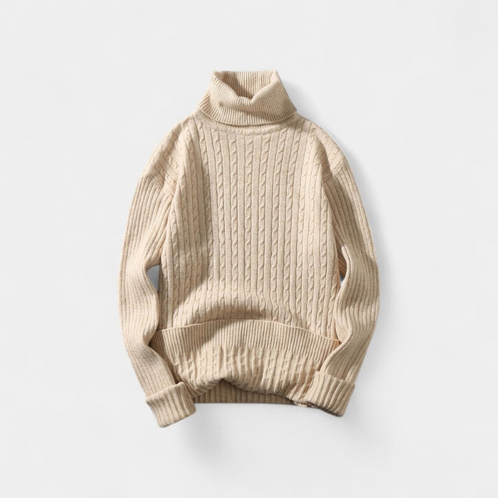 Herren Rollkragenpullover – elegante Zopfmuster