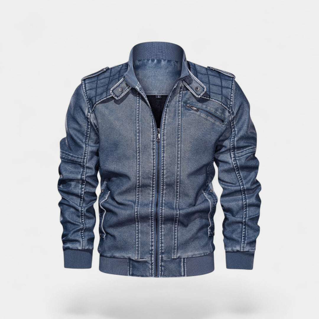 Giacca uomo in pelle con collo alto – finitura opaca, raffinata, silhouette quotidiana