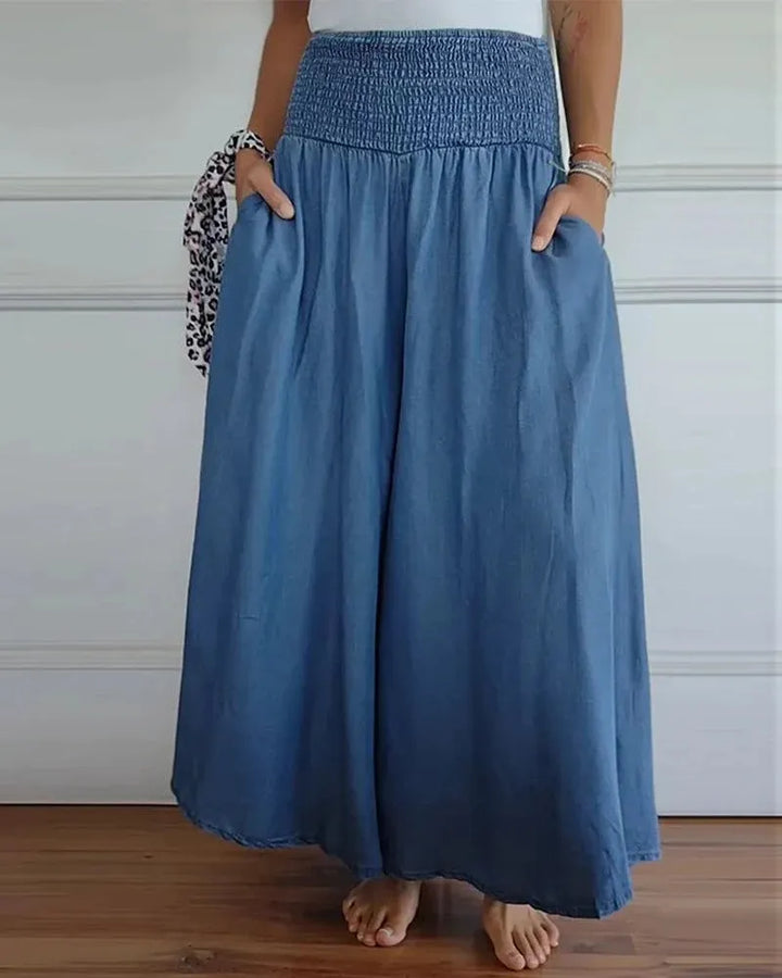Leichte weite Damenhose – hohe Taille, weiter Schnitt