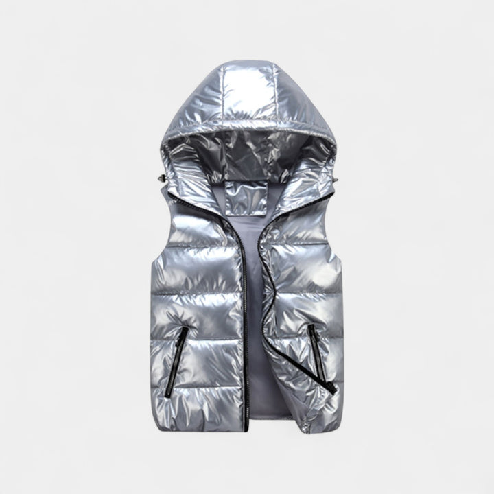 Gilet smanicato con cappuccio uomo cotone lucido – Piumino elegante