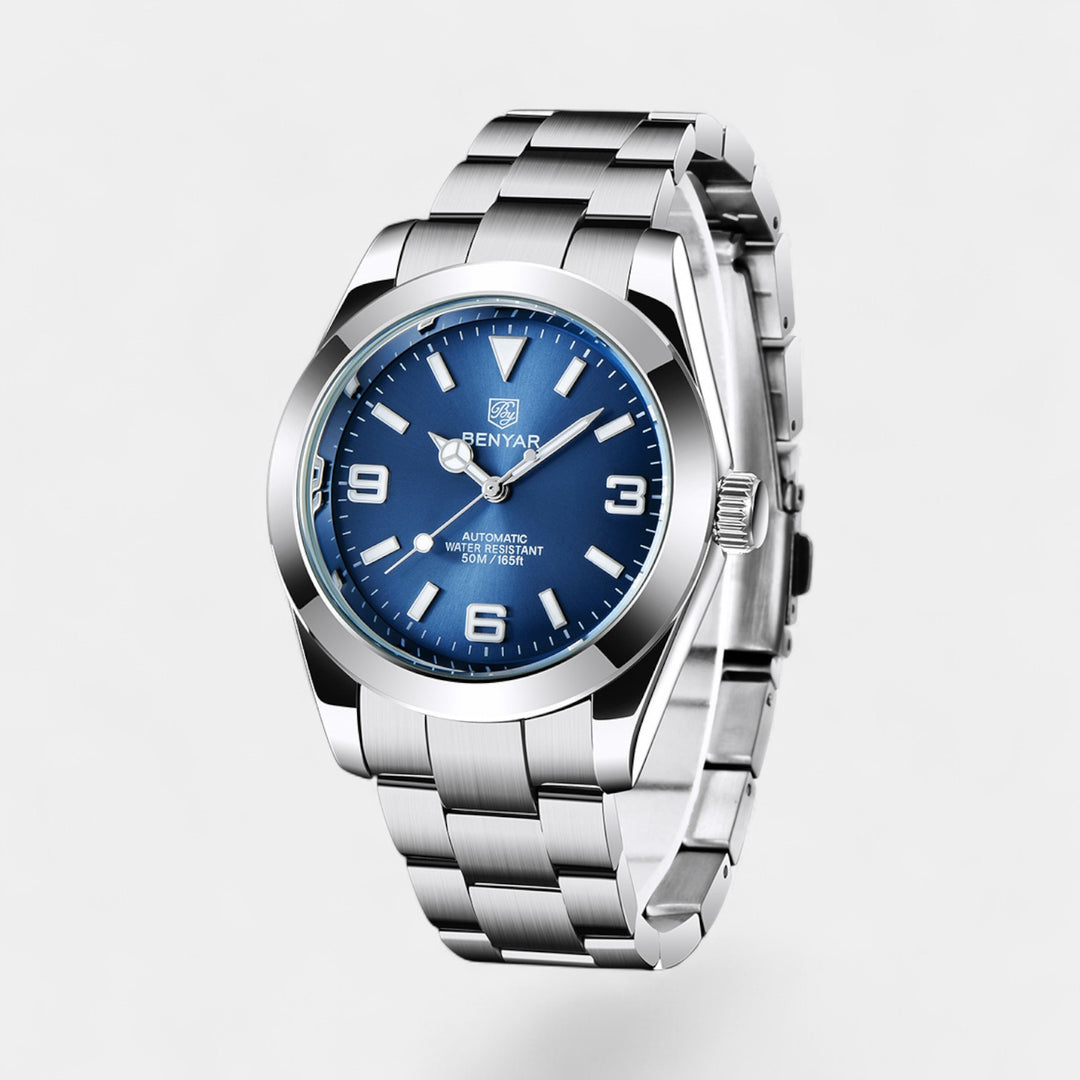 Herrenuhr aus Edelstahl analog – Leuchtzeiger