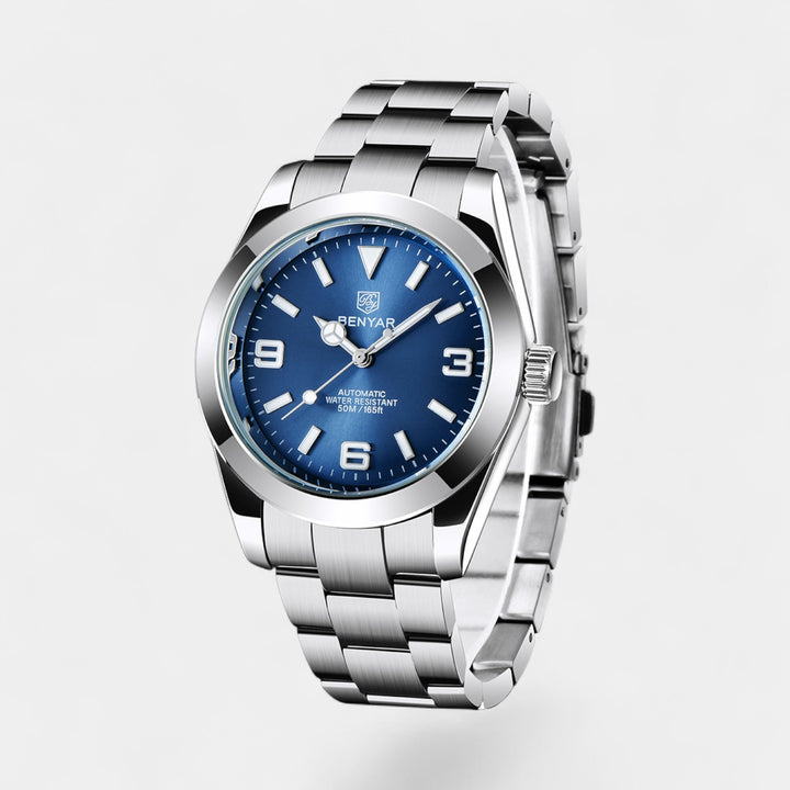 Herrenuhr aus Edelstahl analog – Leuchtzeiger