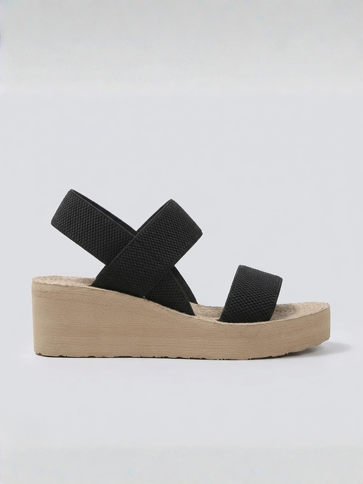 Sandali con Zeppa Donna con Elastico – Zeppa in Juta Senza Lacci