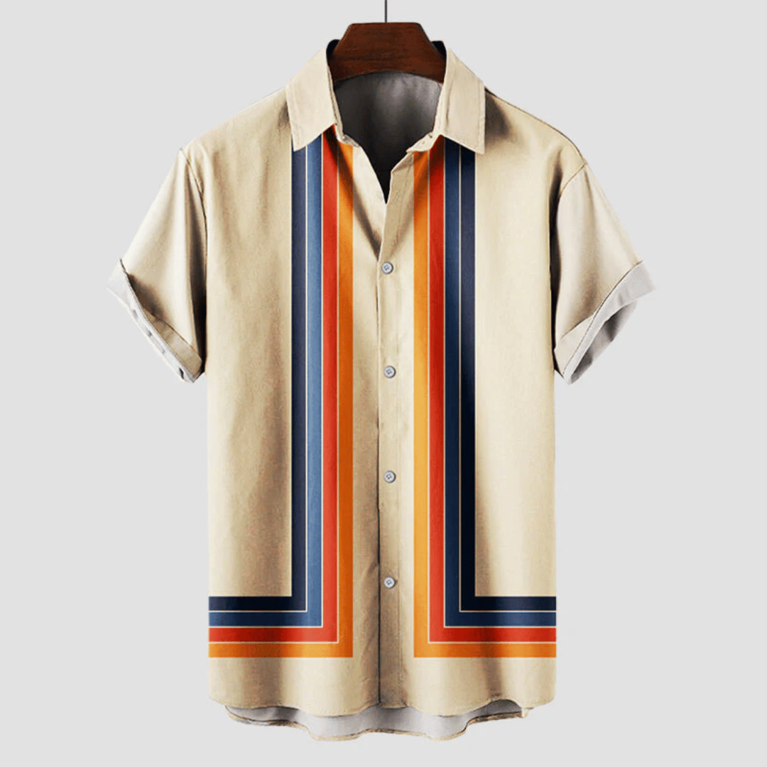 Chemise Homme Imprimée Manches Courtes – Coupe Décontractée Rétro