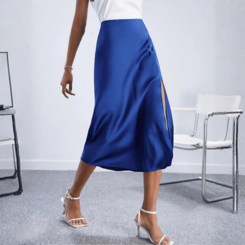Midi-Rock für Damen mit hoher Taille und seitlichem Schlitz – elegante Silhouette