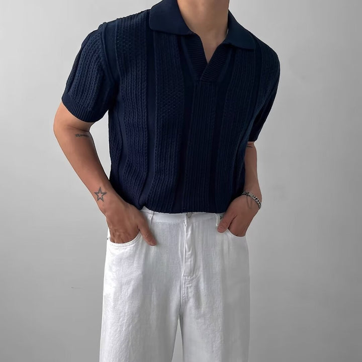 Polo uomo in maglia traspirante – Texture traforata ariosa