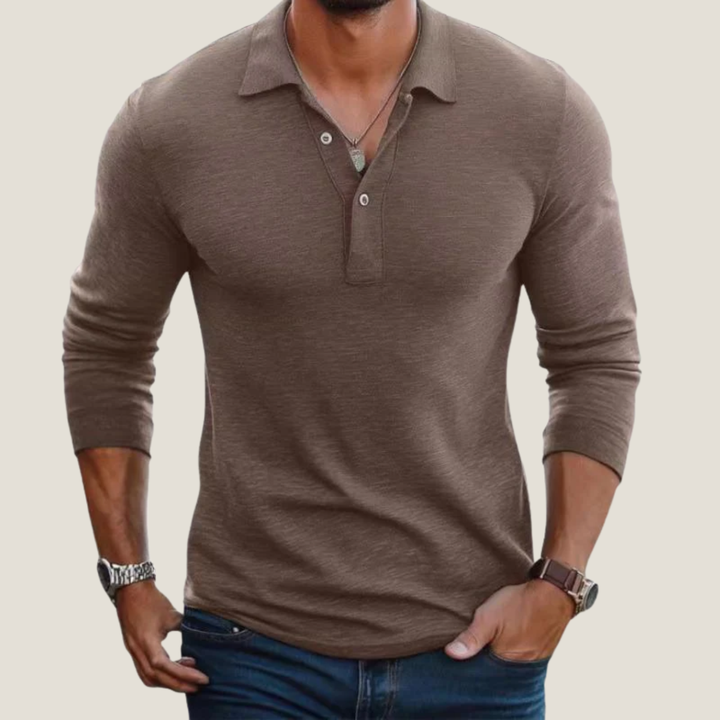 Men's Long Sleeve Polo – Shirt Collar and Button Placket