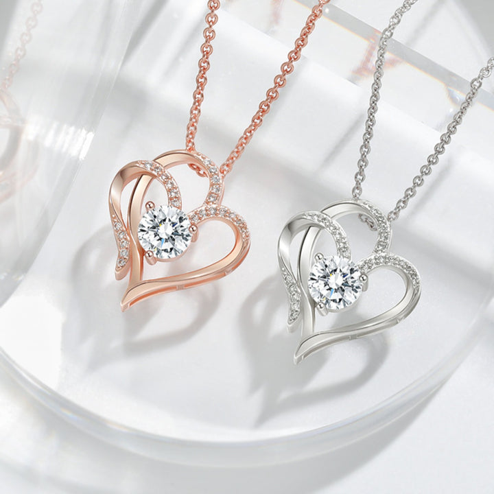 Claire Mode | Collana con pendente doppio cuore incastonato di strass donna