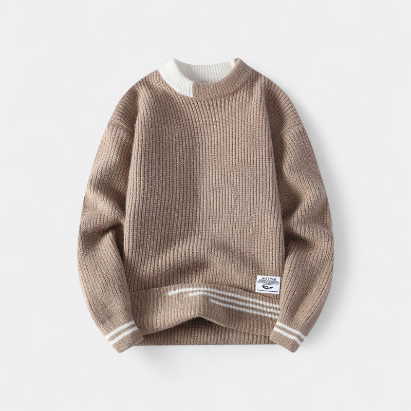 Maglione uomo cotone a righe casual knit